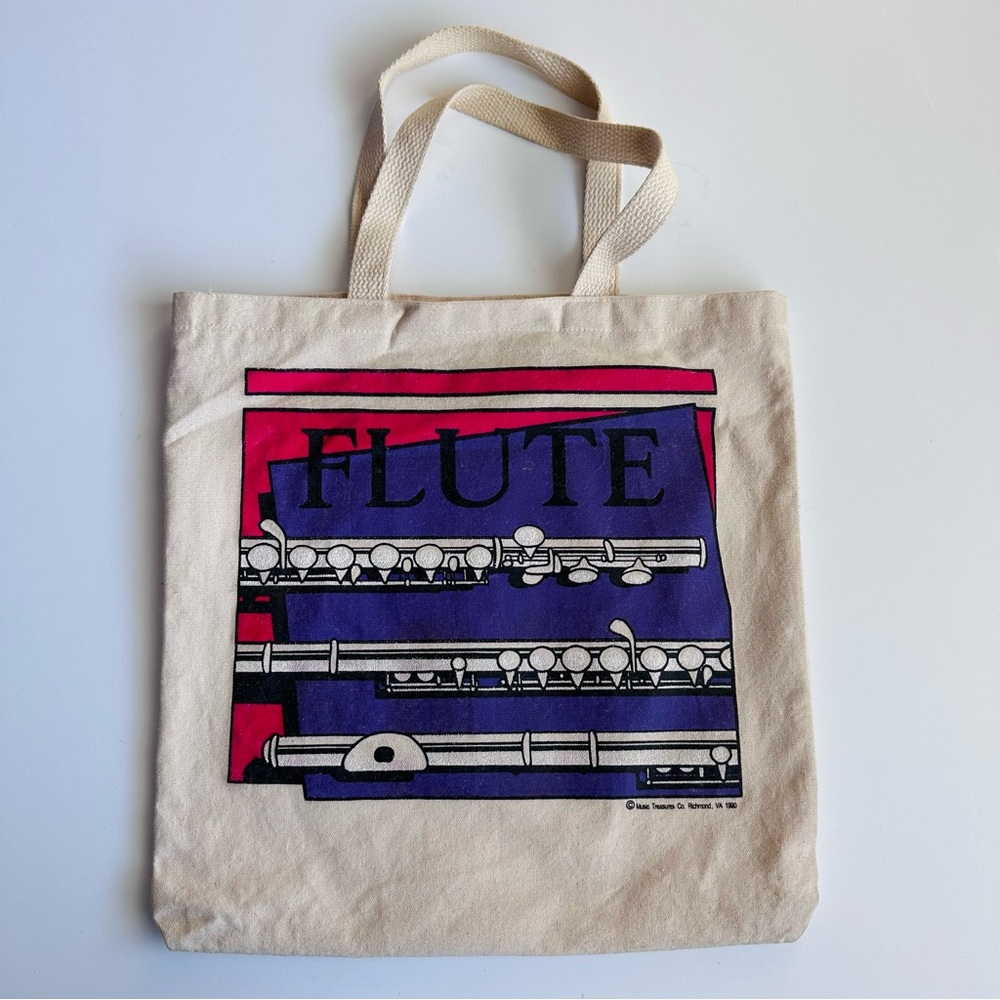 Vintage Music Treasures Co‎ Flute Tote Bag Purple Pink 90s